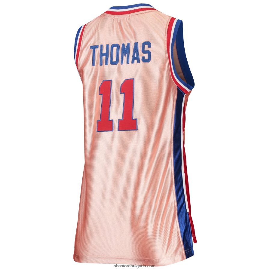 NBA JZ8F0213342 detroit pistons isiah thomas mitchell & ness розово 75th юбилей розово злато 1982 swingman фланелка