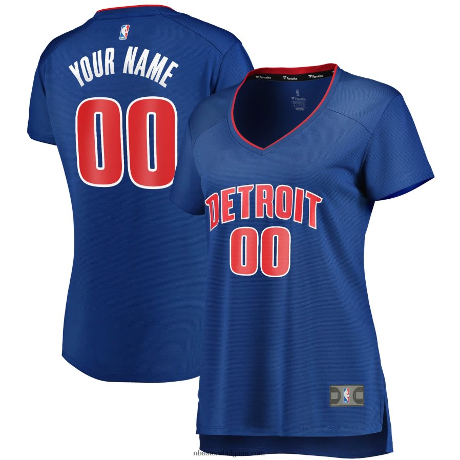 NBA JZ8F029675 detroit pistons royal fast break персонализирана фланелка