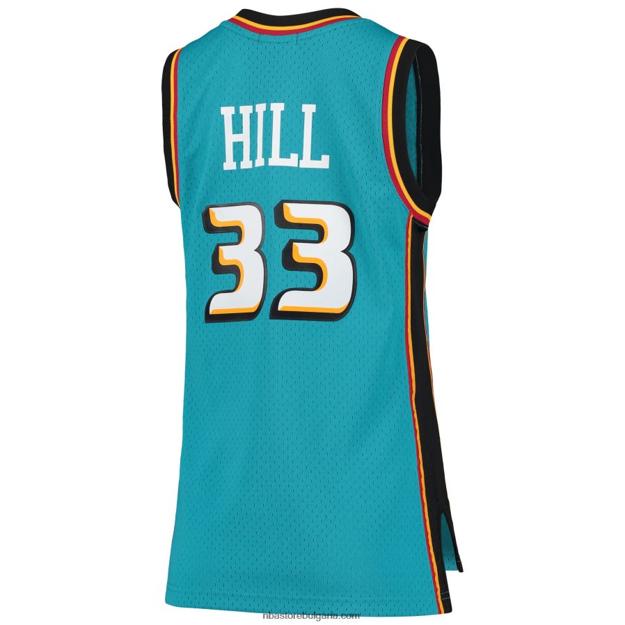 NBA JZ8F029807 detroit pistons grant hill mitchell & ness teal hardwood classics swingman фланелка