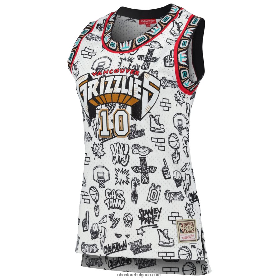 NBA JZ8F0213435 vancouver grizzlies mike bibby mitchell & ness white 1998 doodle swingman фланелка