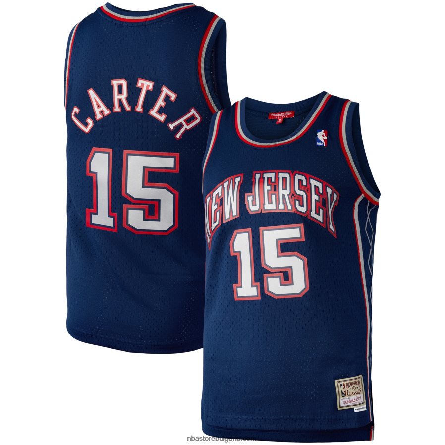 NBA JZ8F0215297 ню Джърси мрежи Винс Картър Мичъл и Нес тъмно твърда класика 2006 суингмен фланелка