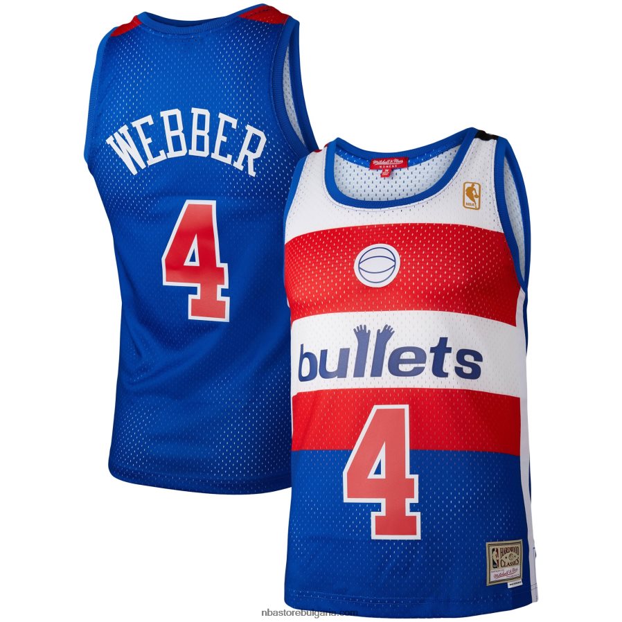 NBA JZ8F0216666 washington bullets chris webber mitchell & ness blue hardwood classics swingman фланелка