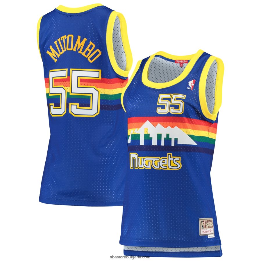 NBA JZ8F028760 denver nuggets dikembe mutombo mitchell & ness royal hardwood classics swingman фланелка