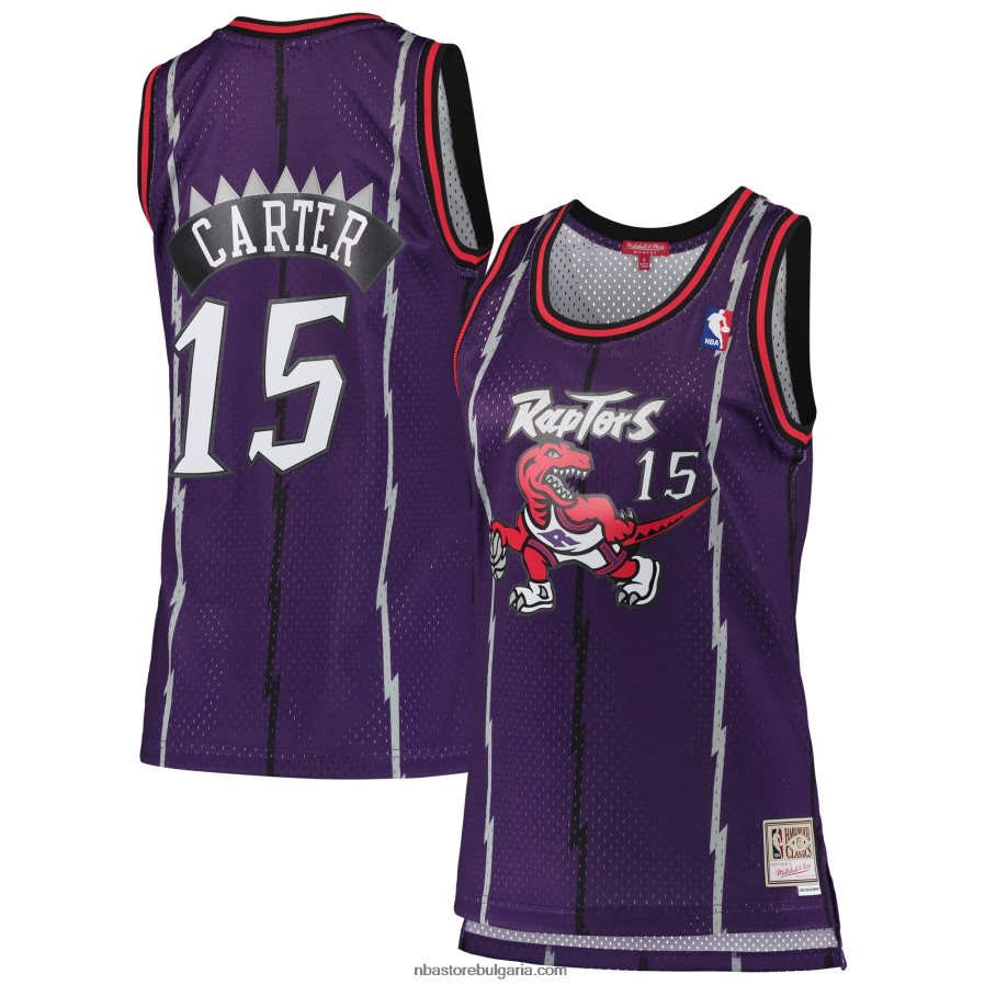 NBA JZ8F028870 Торонто Раптърс Винс Картър Мичъл и Нес лилаво твърдо дърво класически фланелка Swingman