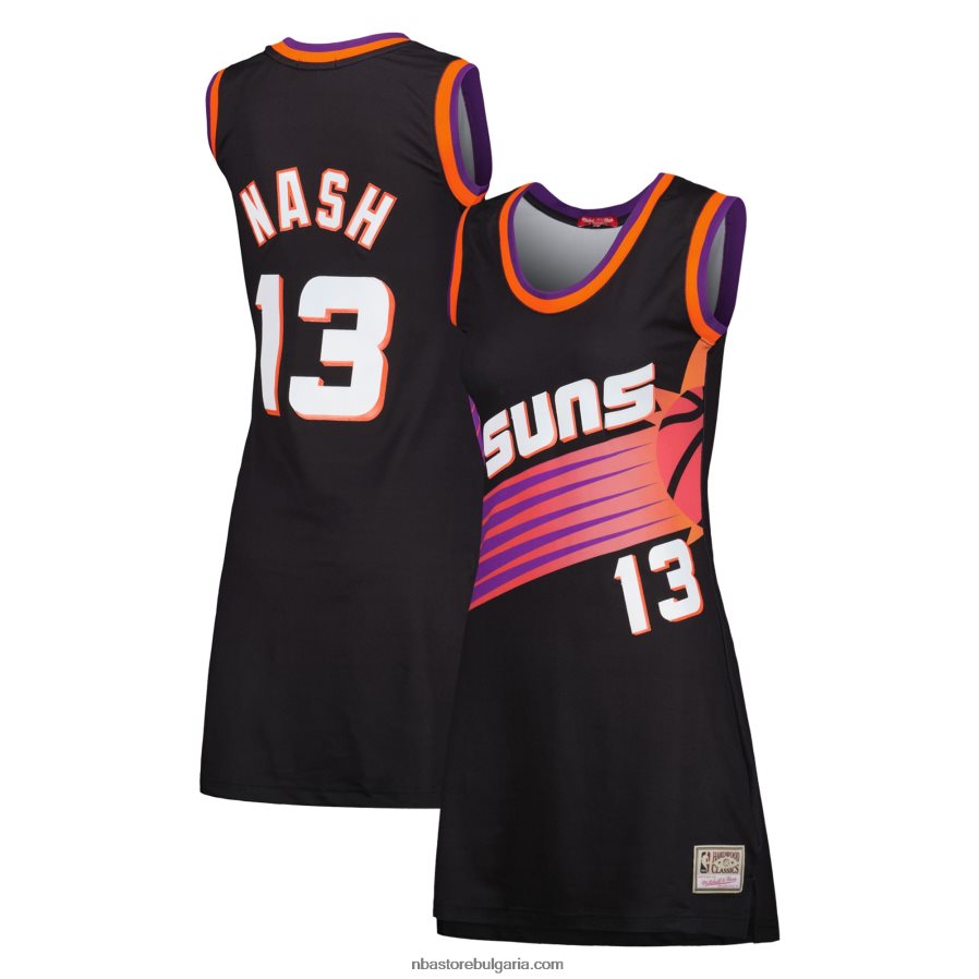 NBA JZ8F028986 phoenix suns steve nash черна твърда дървесна класика име и номер фланелка на играча