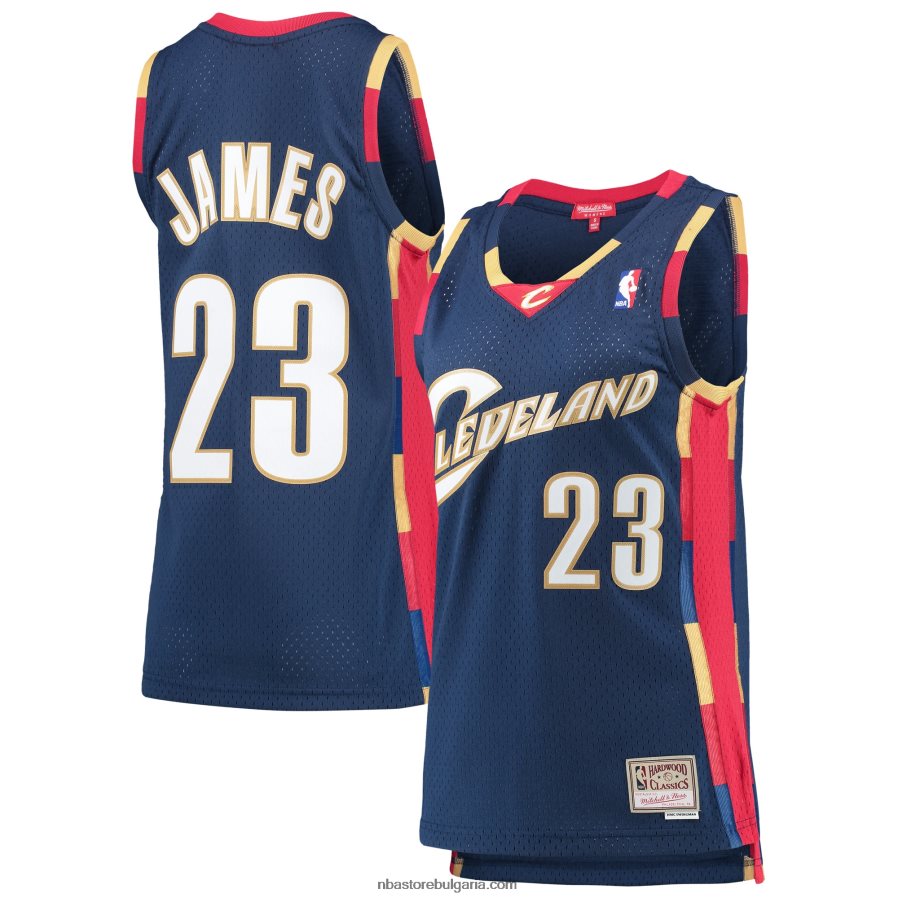 NBA JZ8F029354 Кливланд Кавалиърс леброн джеймс мичъл и нес военноморска фланелка от твърда дървесина swingman