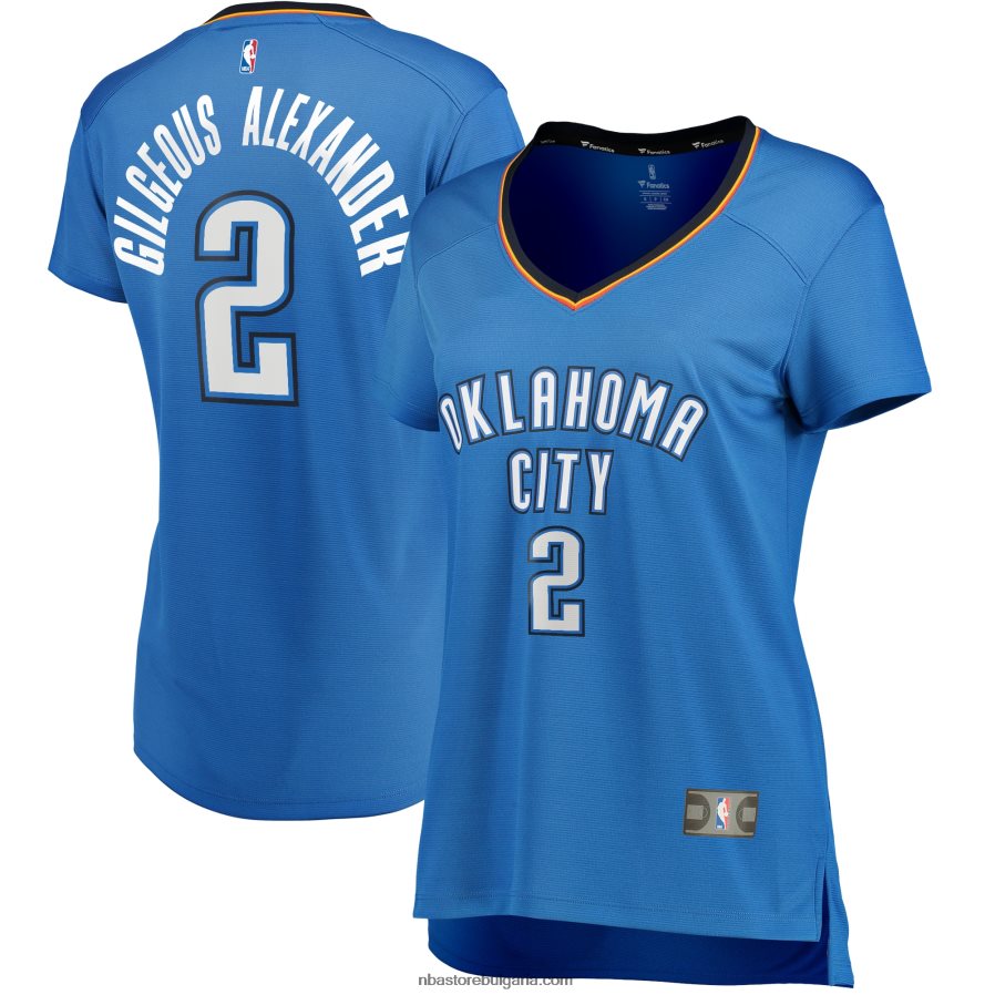 NBA JZ8F029816 oklahoma city thunder shai gilgeous-alexander blue фланелка на играч за бързо прекъсване