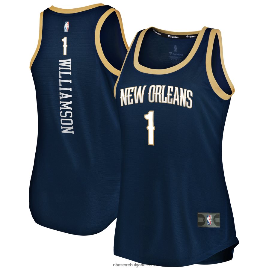 NBA JZ8F0211428 ню орлиънс пеликанс зион уилямсън военноморска фланелка за бърза почивка на отбора танк