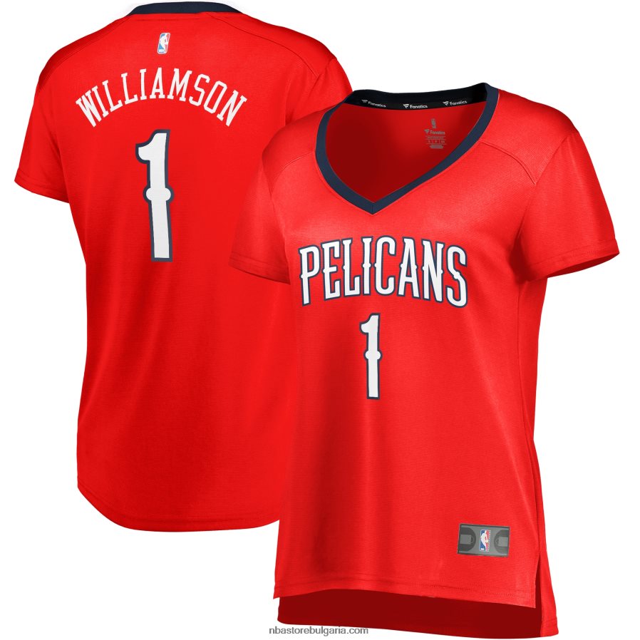 NBA JZ8F029357 ню орлиънс пеликанс зион уилямсън червена фланелка за бързо прекъсване реплика