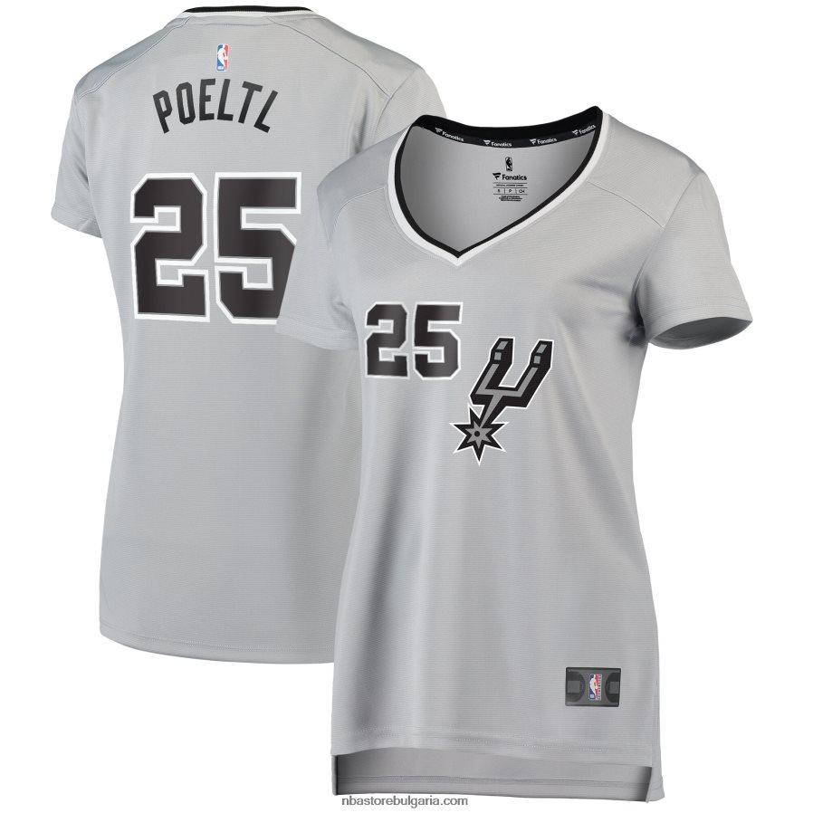 NBA JZ8F0213798 сан антонио спърс якоб поелтл бяла фланелка за бърз брейк реплика на играч