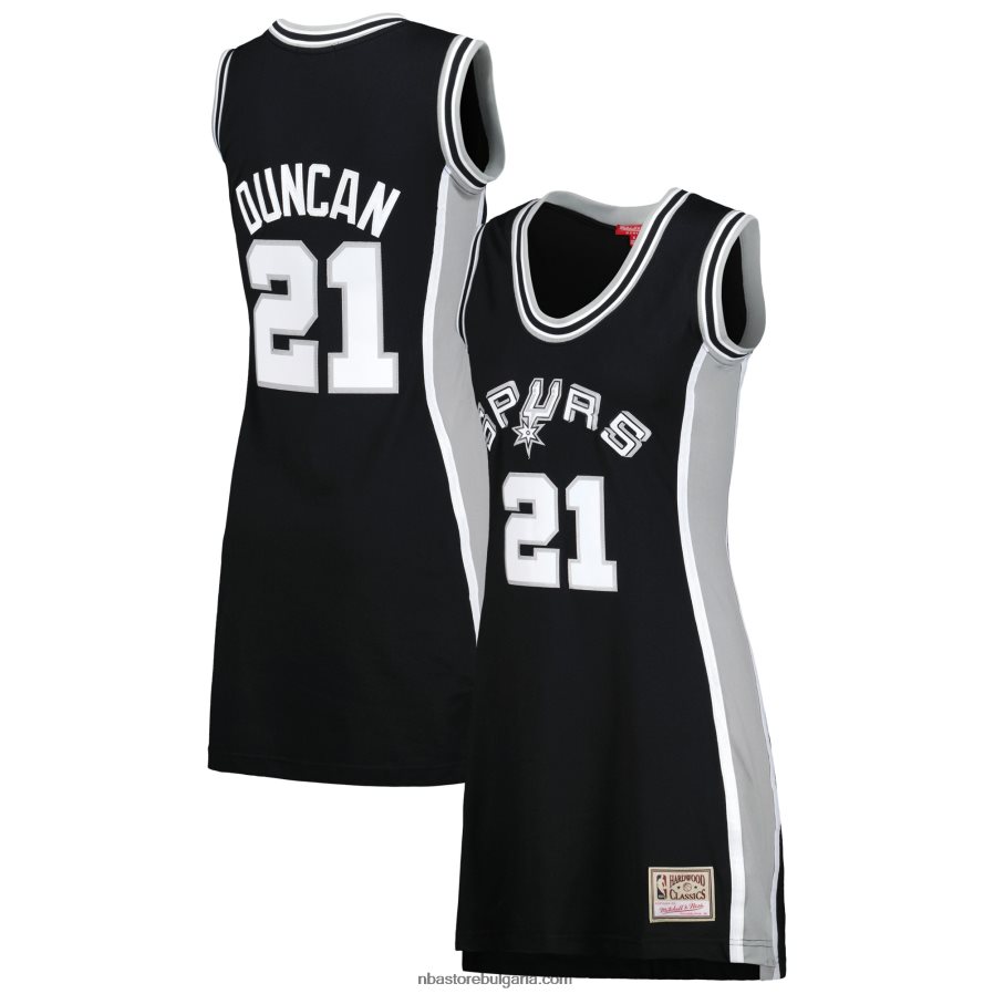 NBA JZ8F028891 san antonio spurs tim duncan черно 1998 класика от твърда дървесина име и номер рокля от фланелка на играч