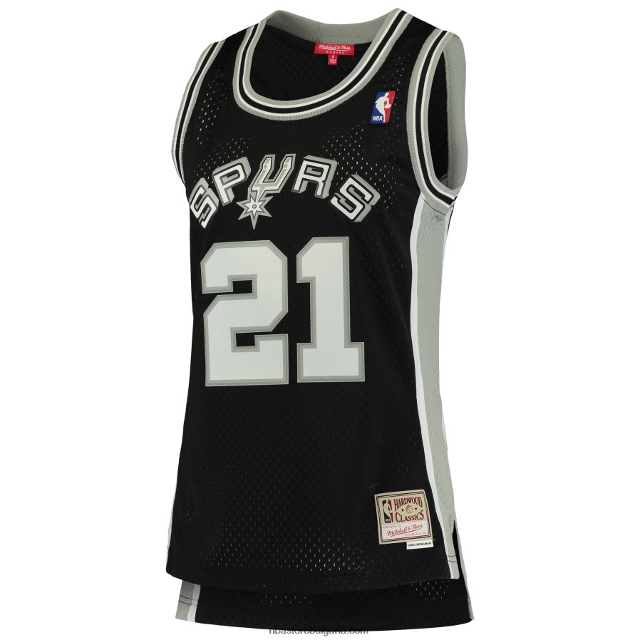 NBA JZ8F029806 san antonio spurs tim duncan mitchell & ness black hardwood classics swingman фланелка