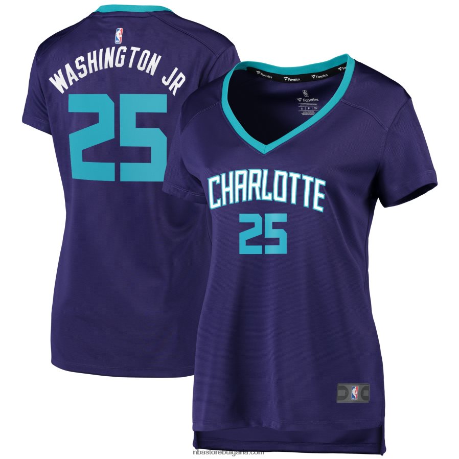 NBA JZ8F0211457 шарлот хорнетс пиджей уошингтън младши лилаво копие на фланелка за бързо прекъсване на играча