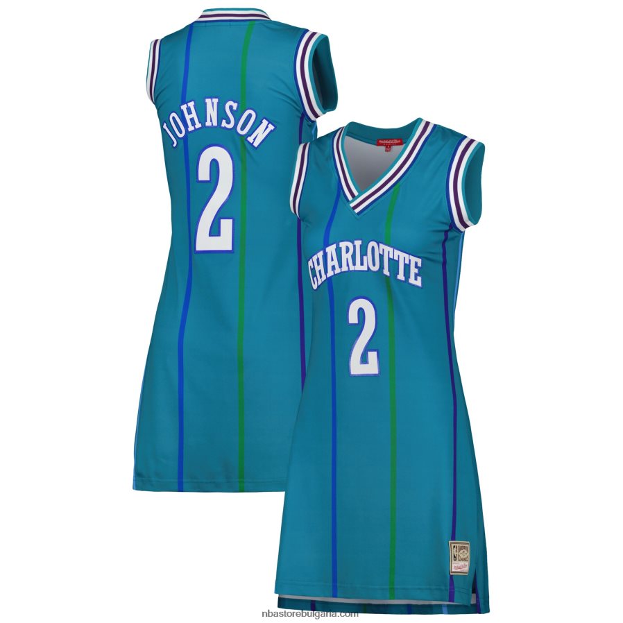 NBA JZ8F028964 шарлот хърнетс лари джонсън тиал 1992 твърда дървесна класика име и номер рокля на играча фланелка
