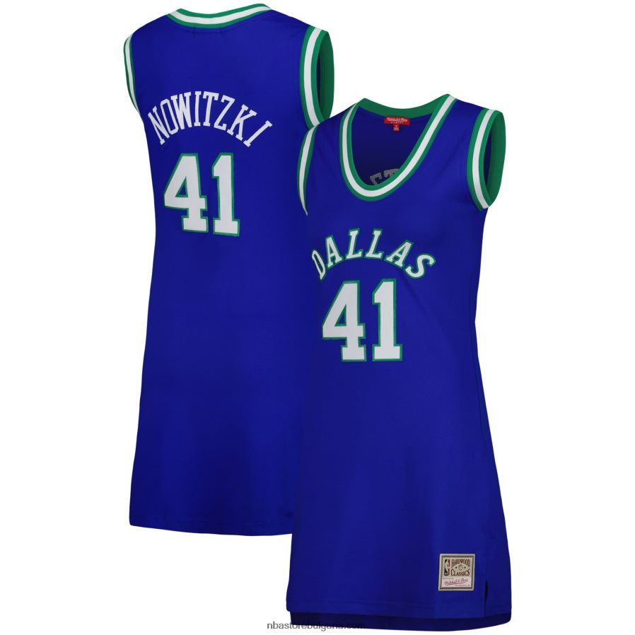 NBA JZ8F028831 dallas mavericks dirk nowitzki синьо 1998 класика от твърда дървесина име и номер рокля от фланелка на играча