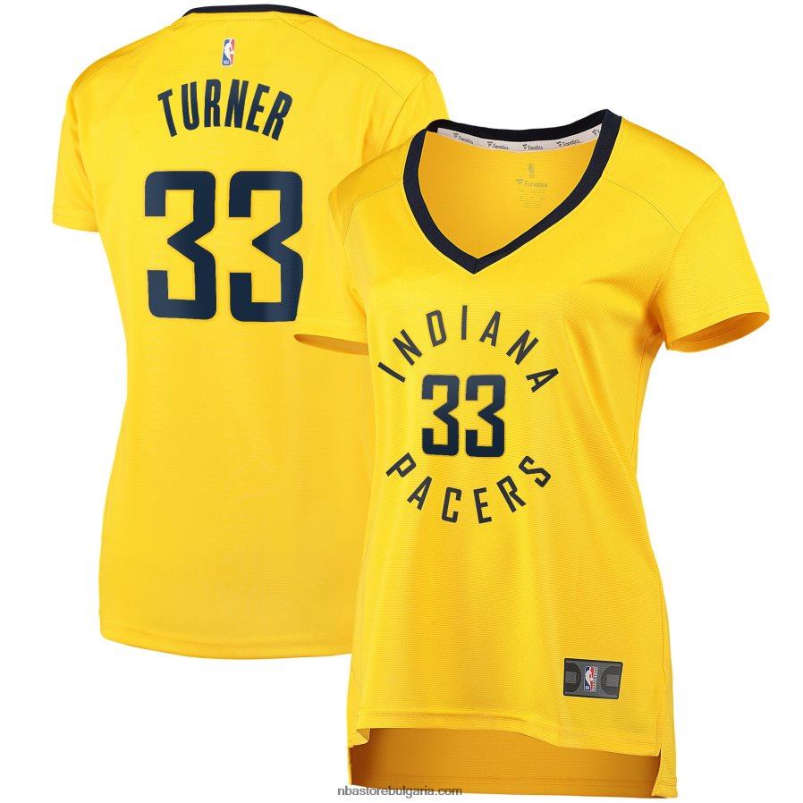 NBA JZ8F0213569 индиана пейсърс майлс търнър голд реплика на играч за бързо прекъсване фланелка
