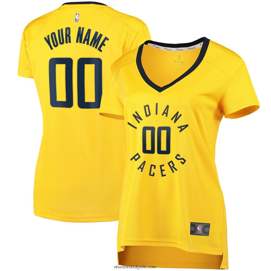 NBA JZ8F029415 Индиана Пейсърс златна файст брейк реплика персонализирана фланелка