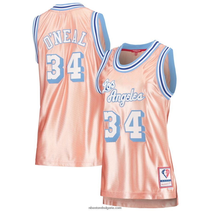 NBA JZ8F028849 Лос Анджелис Лейкърс Шакил О'Нийл розово фланелка за суингман от розово злато за 75-та годишнина