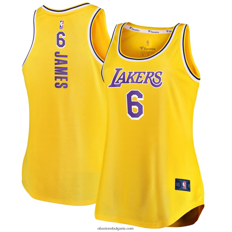 NBA JZ8F028886 лос анджелис лейкърс леброн джеймс голд фланелка за бърз брейк