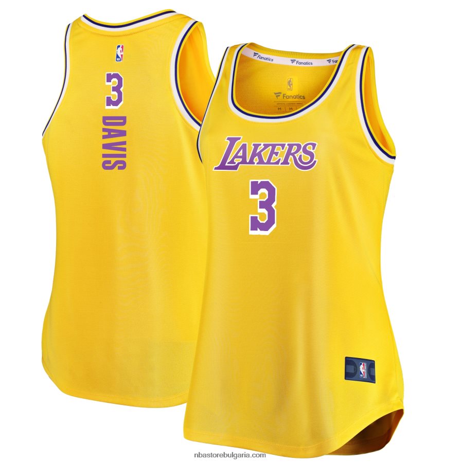 NBA JZ8F029499 Лос Анджелис Лейкърс Антъни Дейвис злато бързо прекъсване играч движение фланелка потник