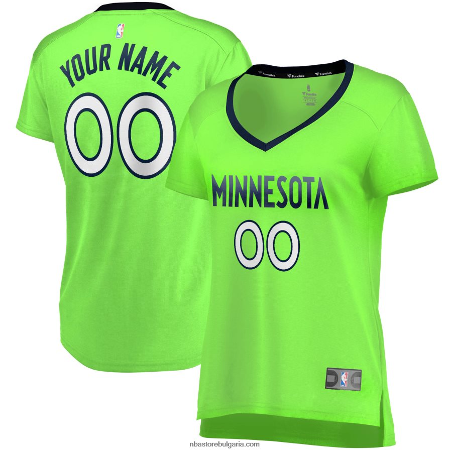 NBA JZ8F0213273 реплика на минесота тимбъруулвс зелена бърза почивка персонализирана фланелка