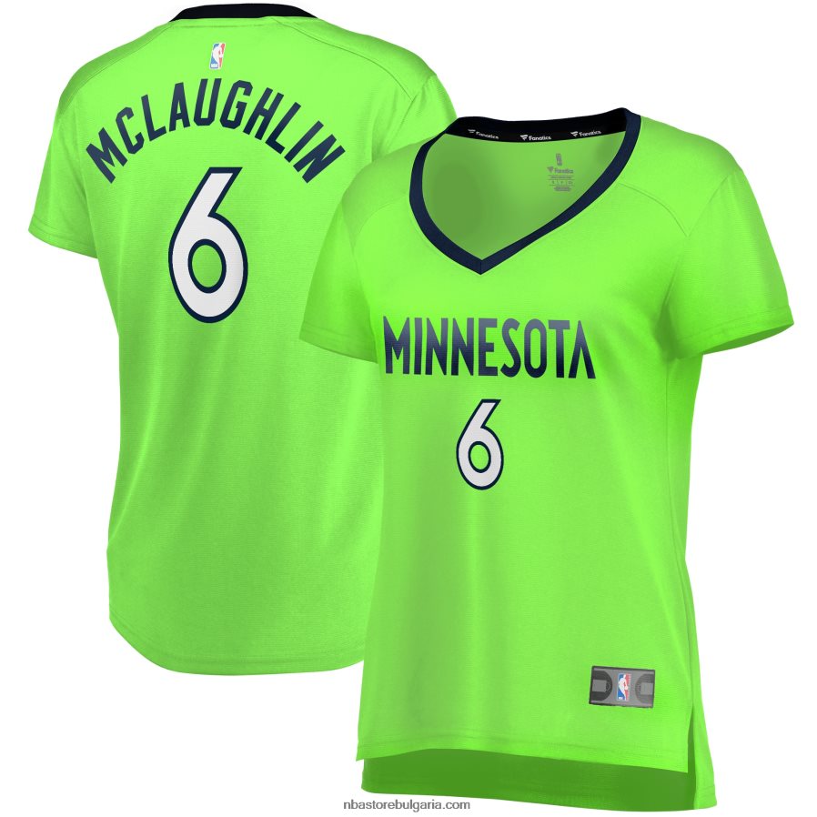 NBA JZ8F0216501 Минесота тимбъруулвс Джордан Маклафлин зелена фланелка на играч за бързо прекъсване
