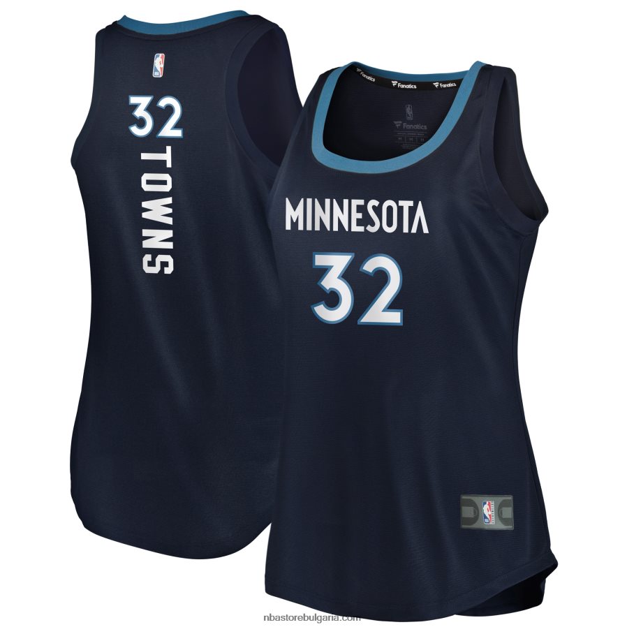 NBA JZ8F029777 Минесота Тимбъруулвс Карл-Антъни Таунс флотска фланелка за бърз пробив