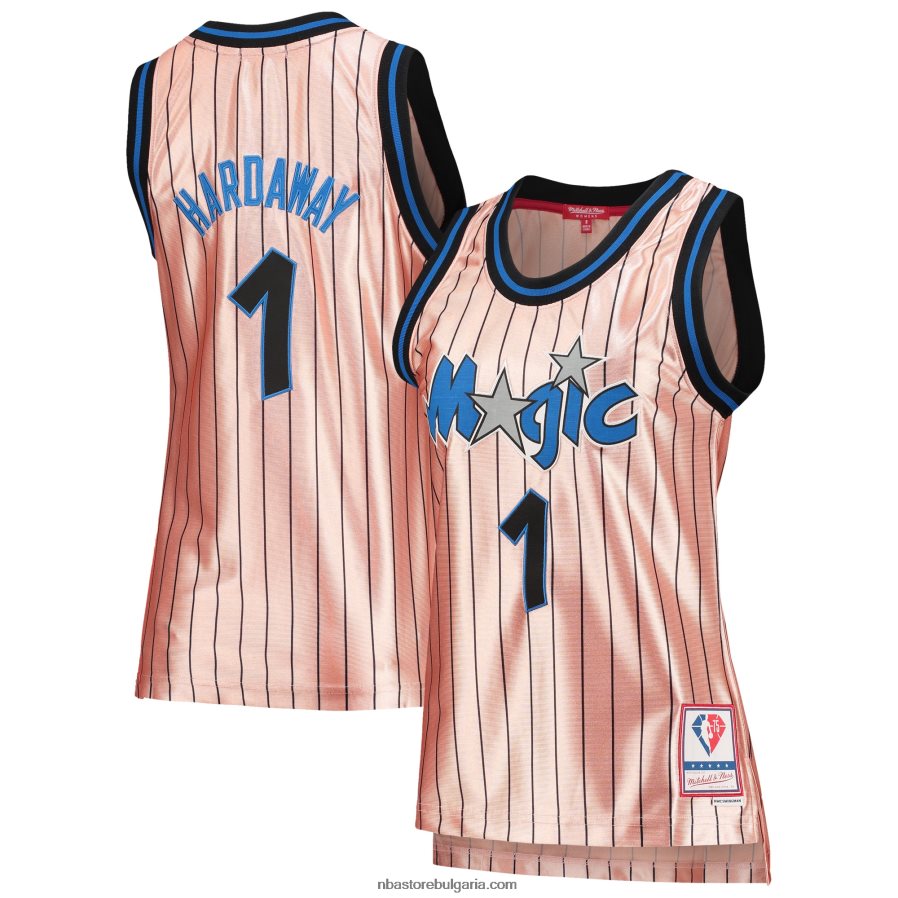 NBA JZ8F0210157 orlando magic penny hardaway mitchell & ness розово 75th юбилей розово злато 1993 swingman фланелка