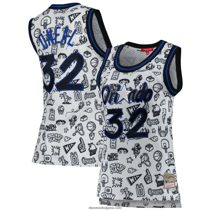 NBA JZ8F0210798 orlando magic shaquille o'neal mitchell & ness white 1994 doodle swingman фланелка