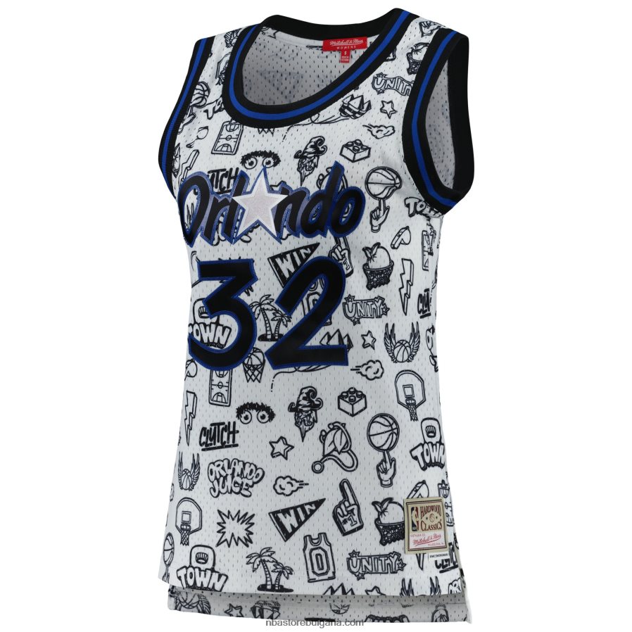 NBA JZ8F0210798 orlando magic shaquille o\'neal mitchell & ness white 1994 doodle swingman фланелка
