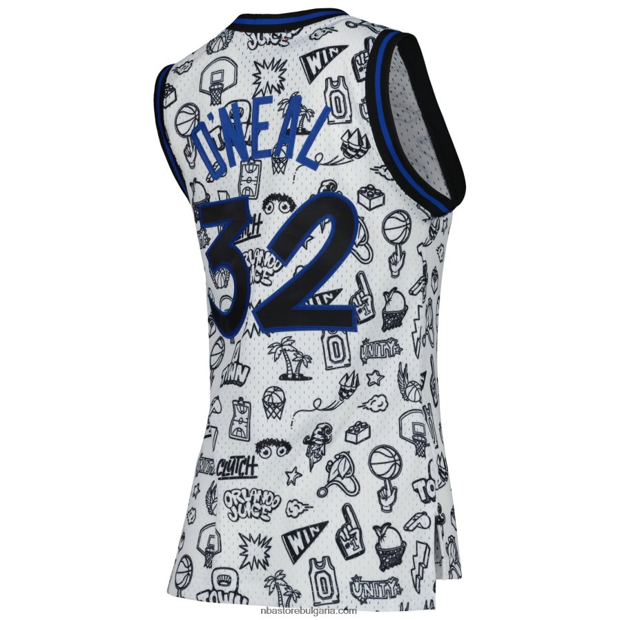 NBA JZ8F0210798 orlando magic shaquille o\'neal mitchell & ness white 1994 doodle swingman фланелка
