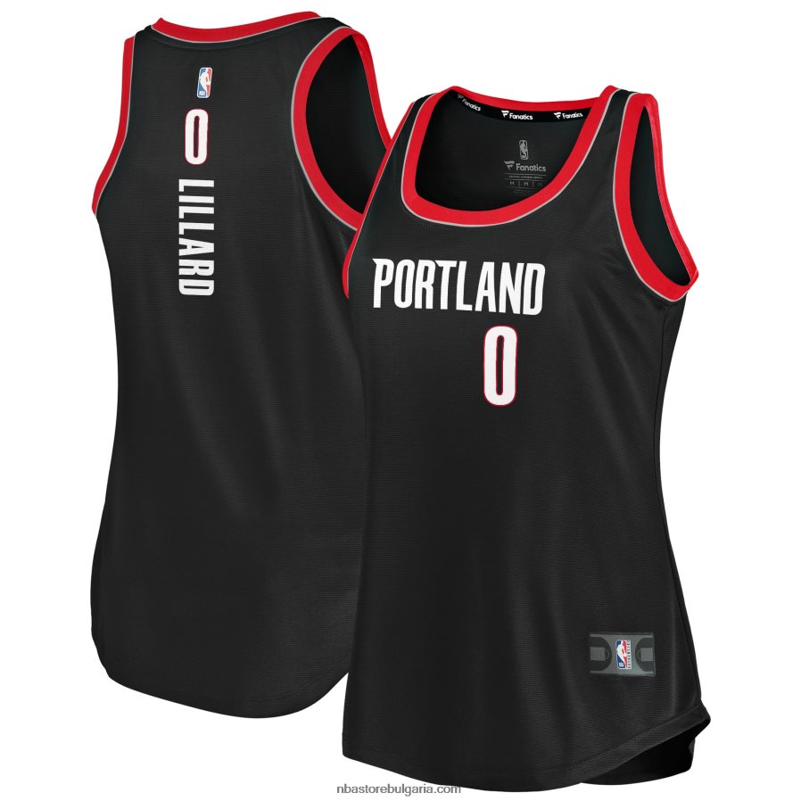 NBA JZ8F029304 portland trail blazers damian lillard black fast break потник фланелка