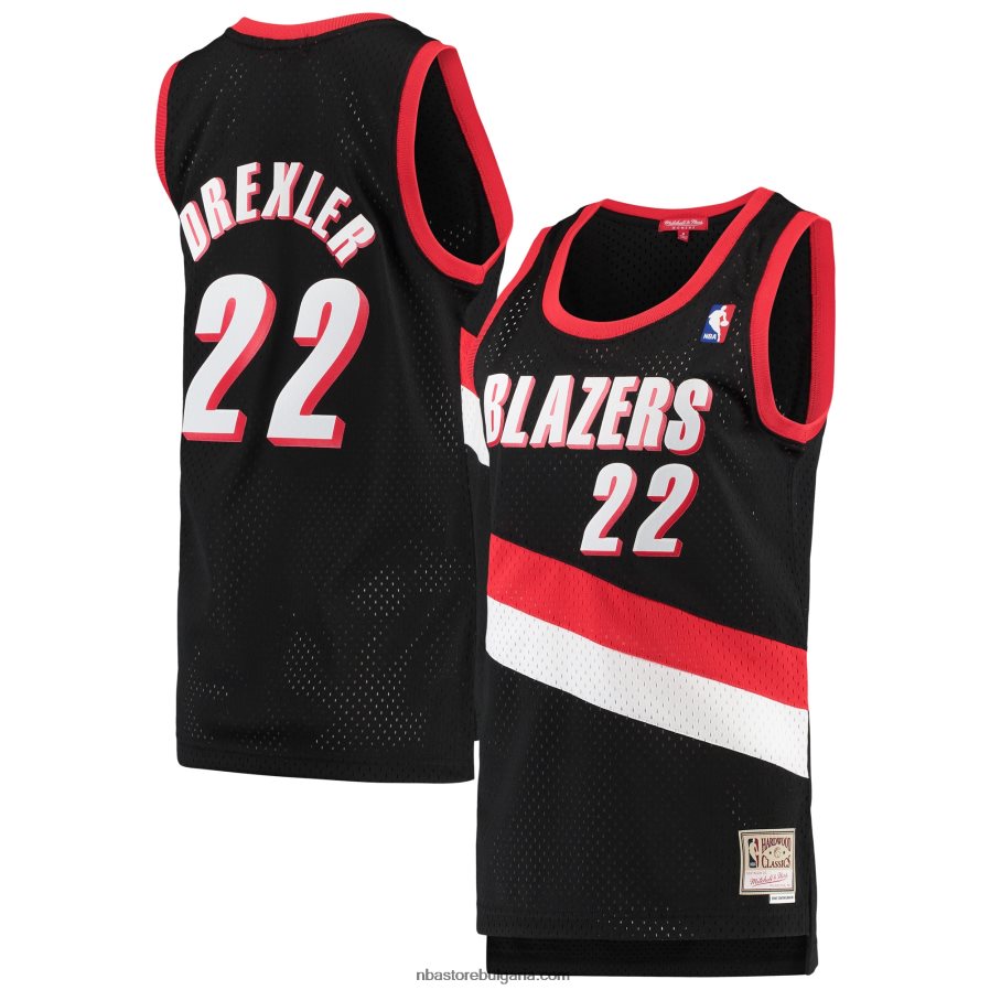 NBA JZ8F029530 portland trail blazers clyde drexler mitchell & ness black hardwood classics swingman фланелка