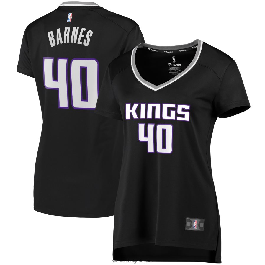 NBA JZ8F0210379 Сакраменто Кингс Харисън Барнс черна фланелка за бързо прекъсване на играч реплика