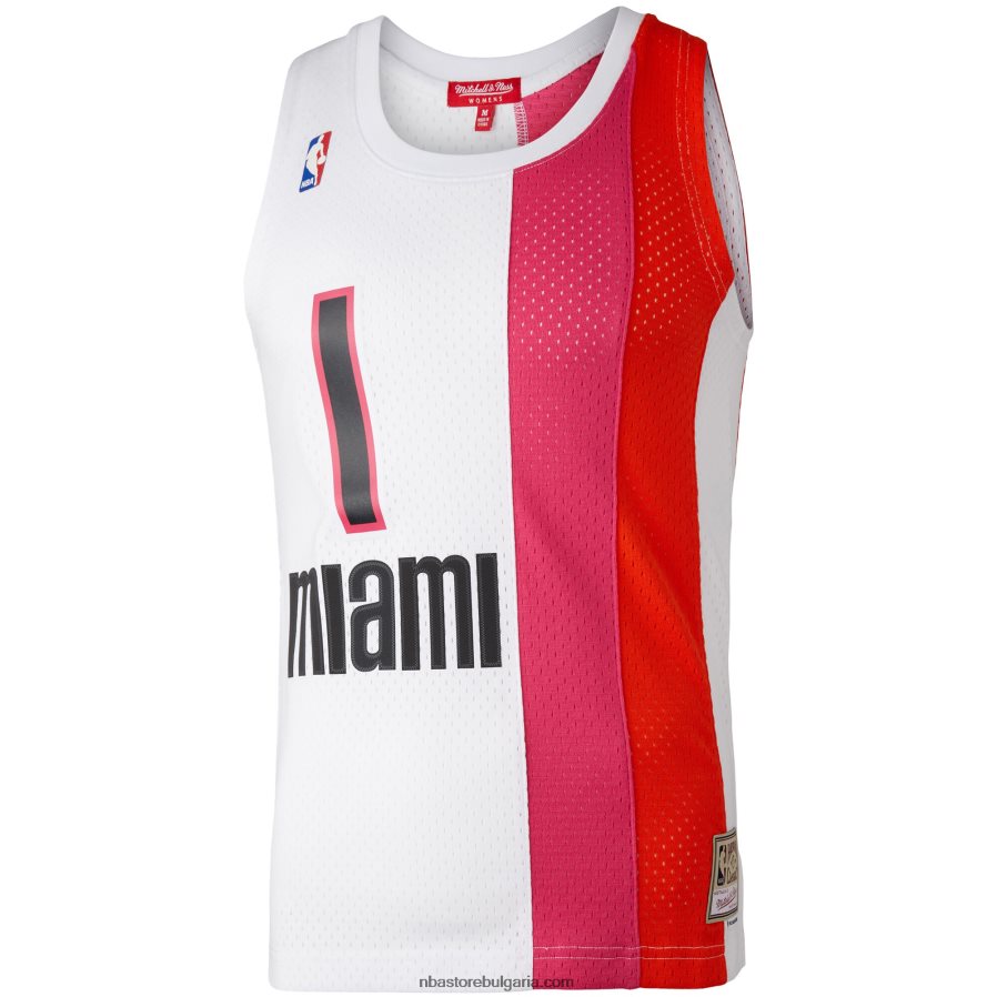 NBA JZ8F029835 miami heat chris bosh mitchell & ness white hardwood classics 2011 swingman фланелка