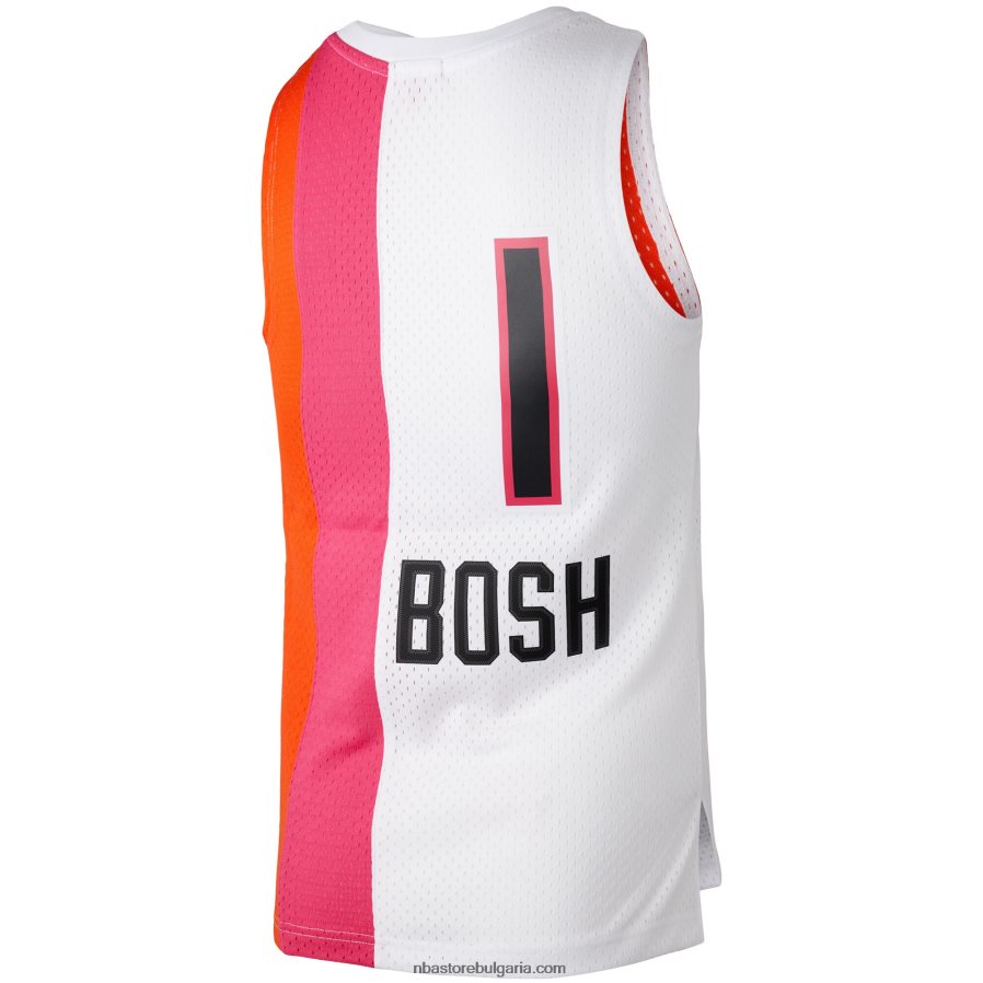 NBA JZ8F029835 miami heat chris bosh mitchell & ness white hardwood classics 2011 swingman фланелка