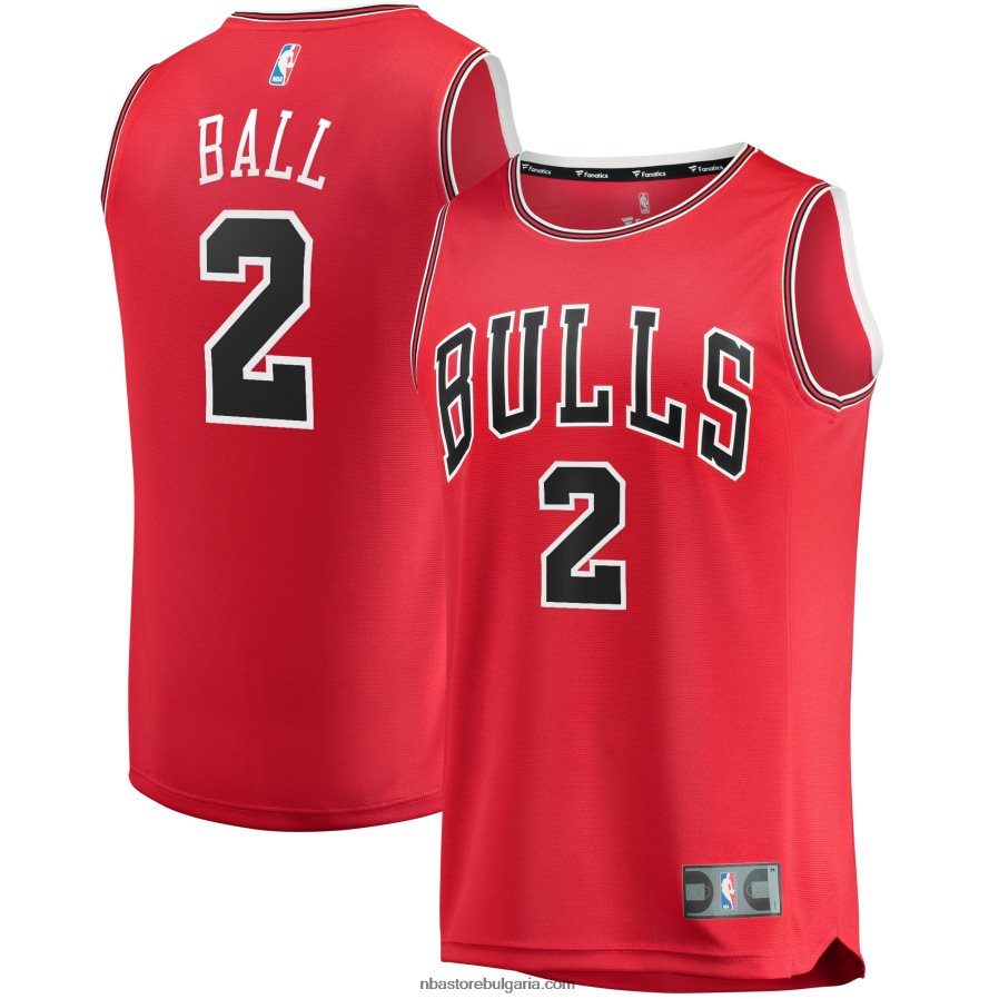 NBA JZ8F0216835 chicago bulls lonzo ball red fast break road replica фланелка