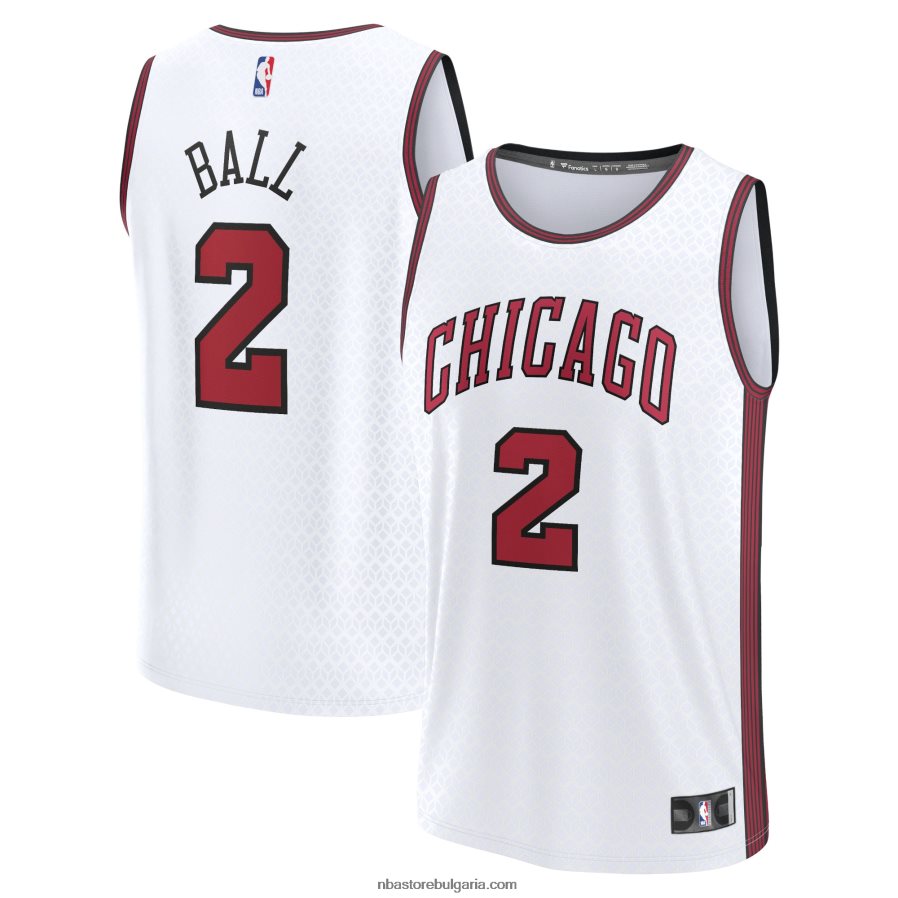 NBA JZ8F0216974 chicago bulls lonzo ball бяла фланелка за бърз пробив