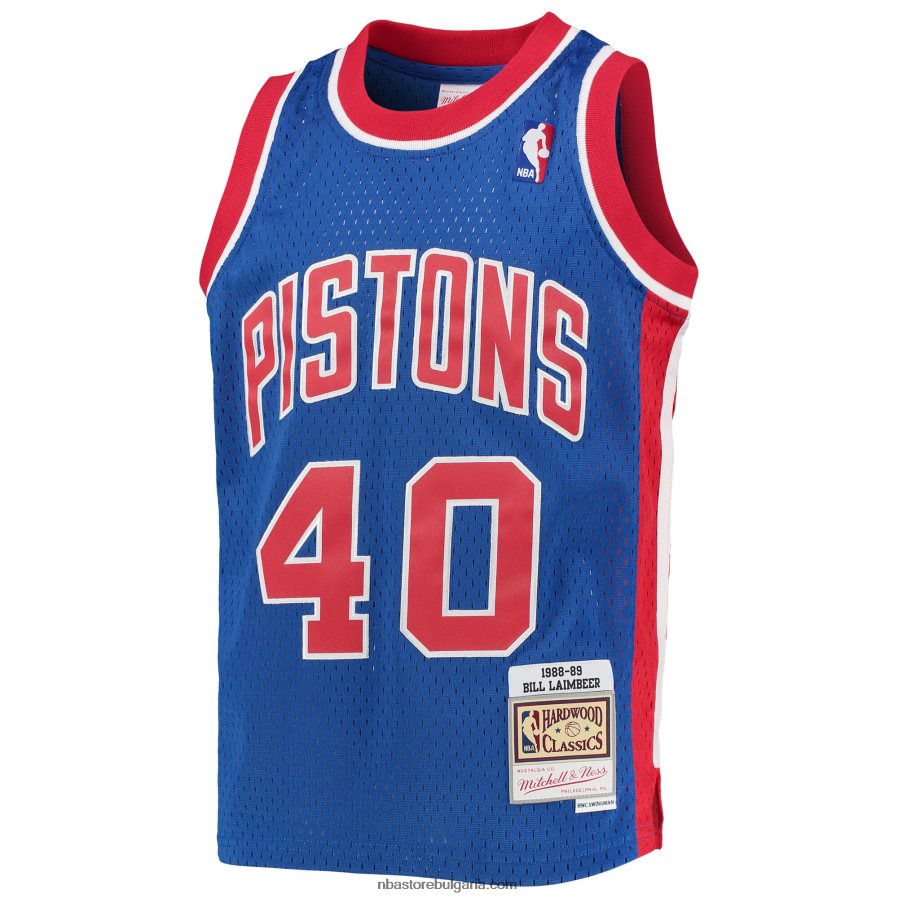 NBA JZ8F0217757 detroit pistons bill laimbeer mitchell & ness blue 1988-89 hardwood classics swingman фланелка
