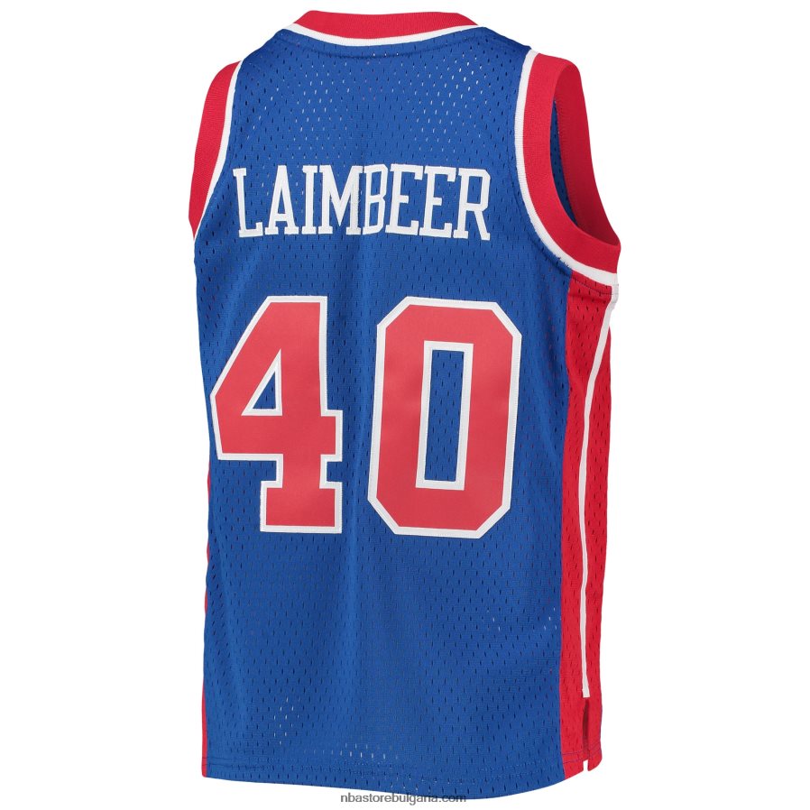 NBA JZ8F0217757 detroit pistons bill laimbeer mitchell & ness blue 1988-89 hardwood classics swingman фланелка