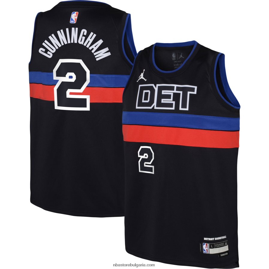 NBA JZ8F0218276 детройт пистънс кейд кънингам джордан марка черен суингмен фланелка