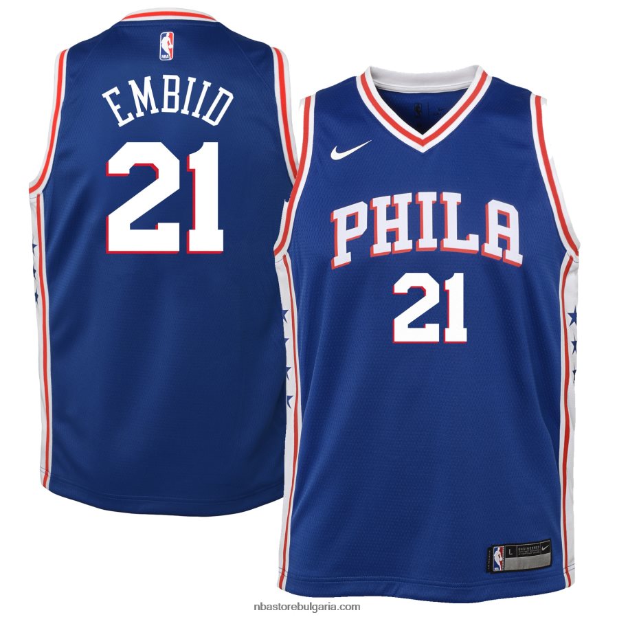 NBA JZ8F0216728 philadelphia 76ers joel embiid nike royal swingman фланелка