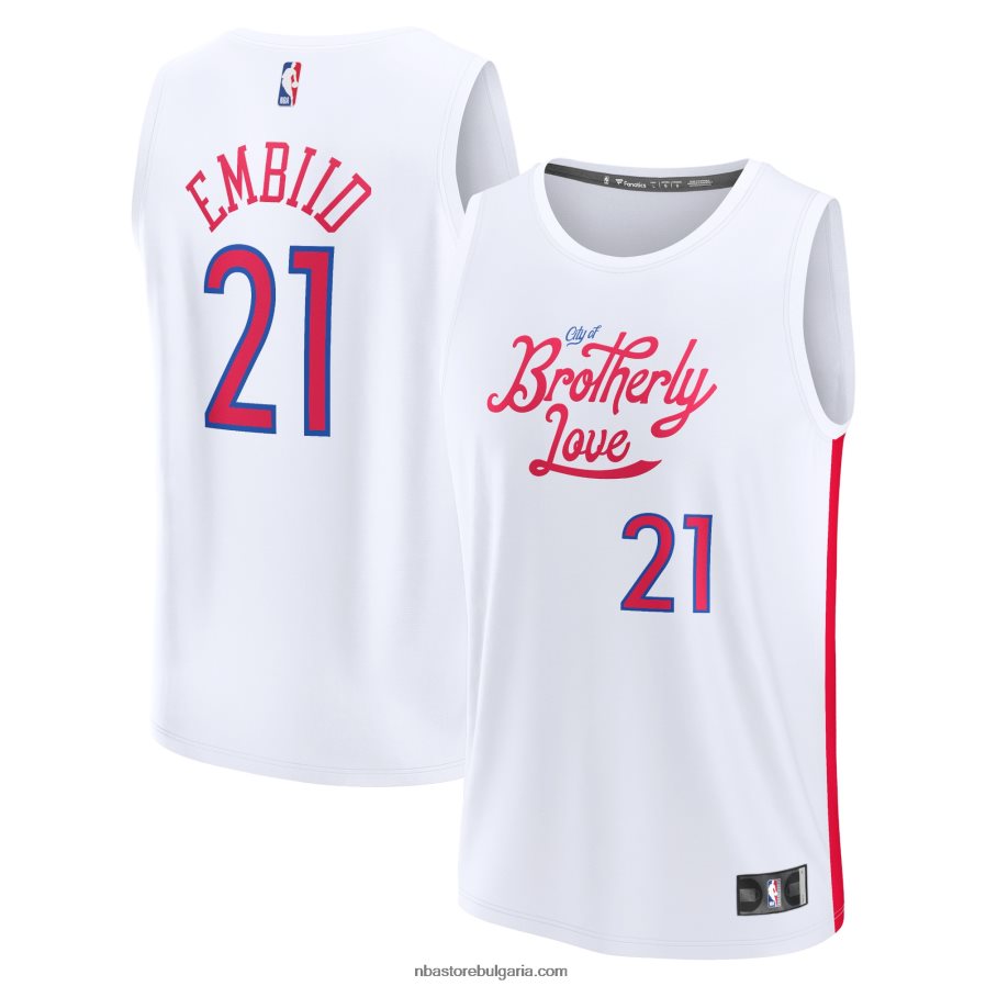NBA JZ8F0216735 philadelphia 76ers joel embiid бяла фланелка за бърз пробив