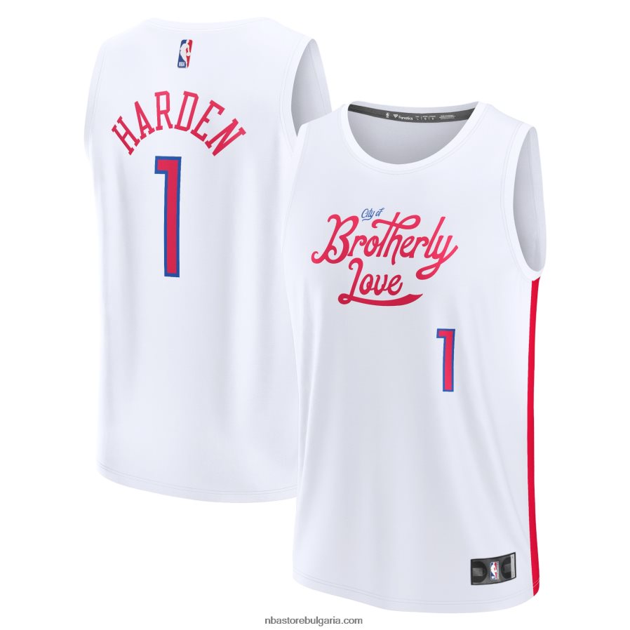 NBA JZ8F0216815 филаделфия 76ers джеймс хардън бяла фланелка за бърз пробив