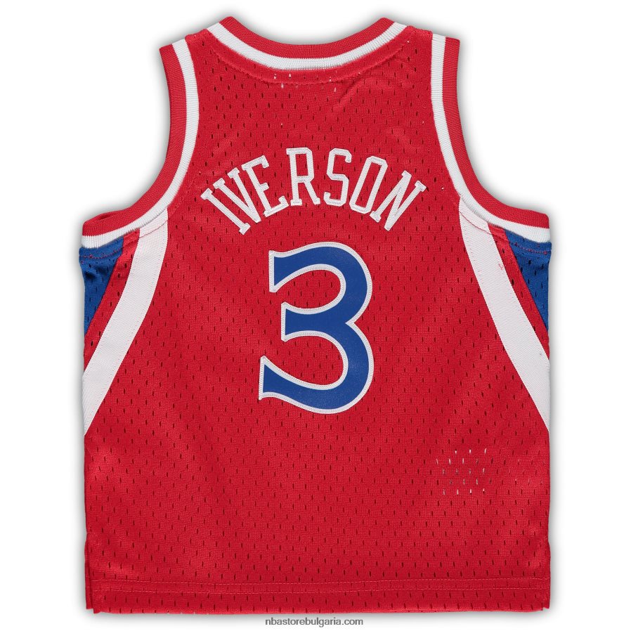 NBA JZ8F0216847 philadelphia 76ers allen iverson mitchell & ness red hardwood classics пенсиониран футболист