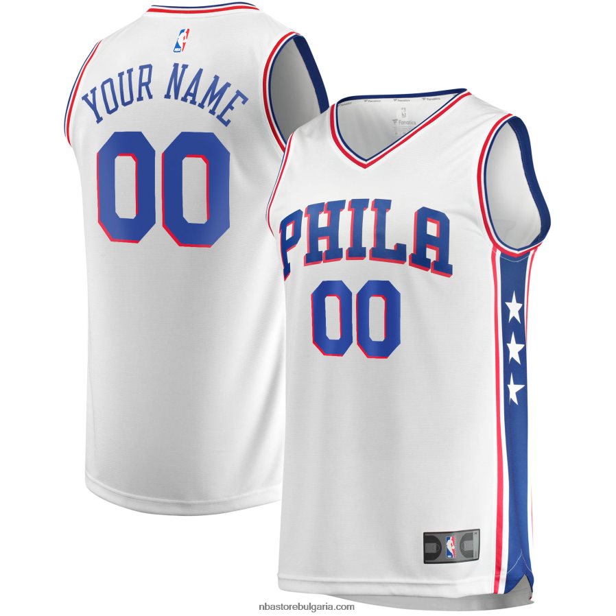NBA JZ8F0217063 philadelphia 76ers бяла фланелка за бърз брейк по поръчка