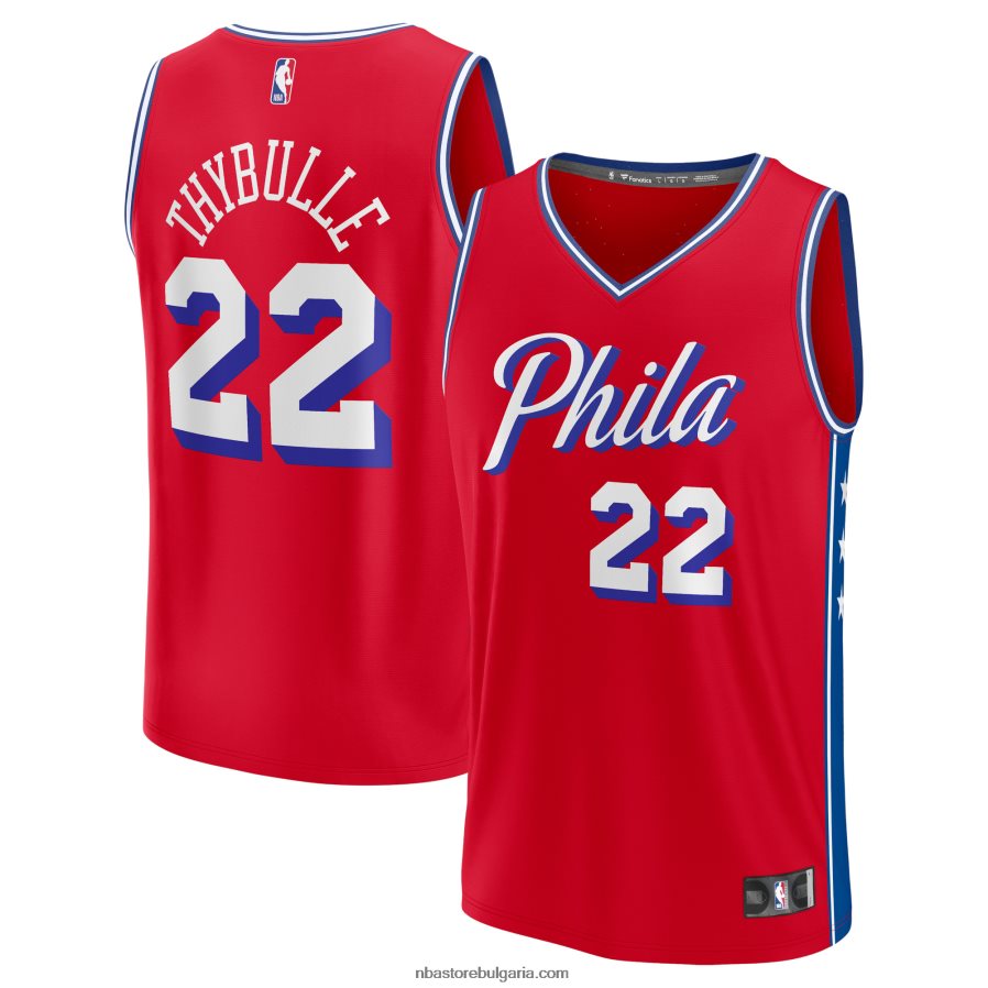NBA JZ8F0217096 philadelphia 76ers matisse thybulle червена фланелка за бързо прекъсване