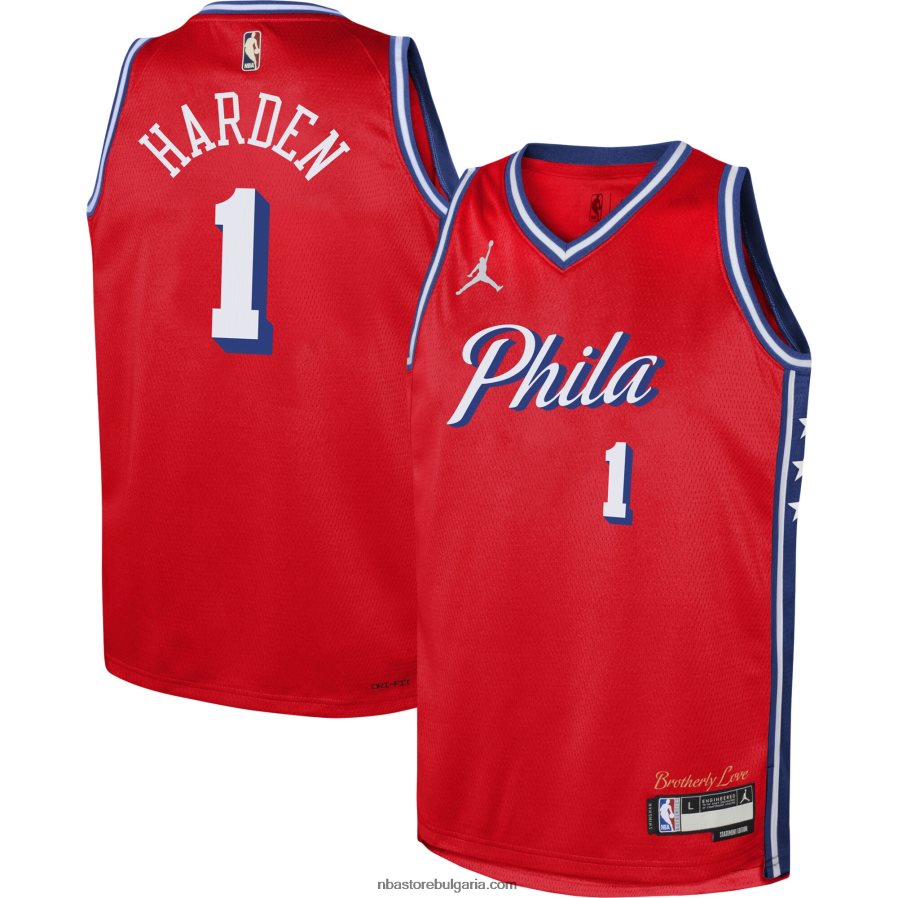 NBA JZ8F0217123 philadelphia 76ers james harden jordan марка червена фланелка swingman