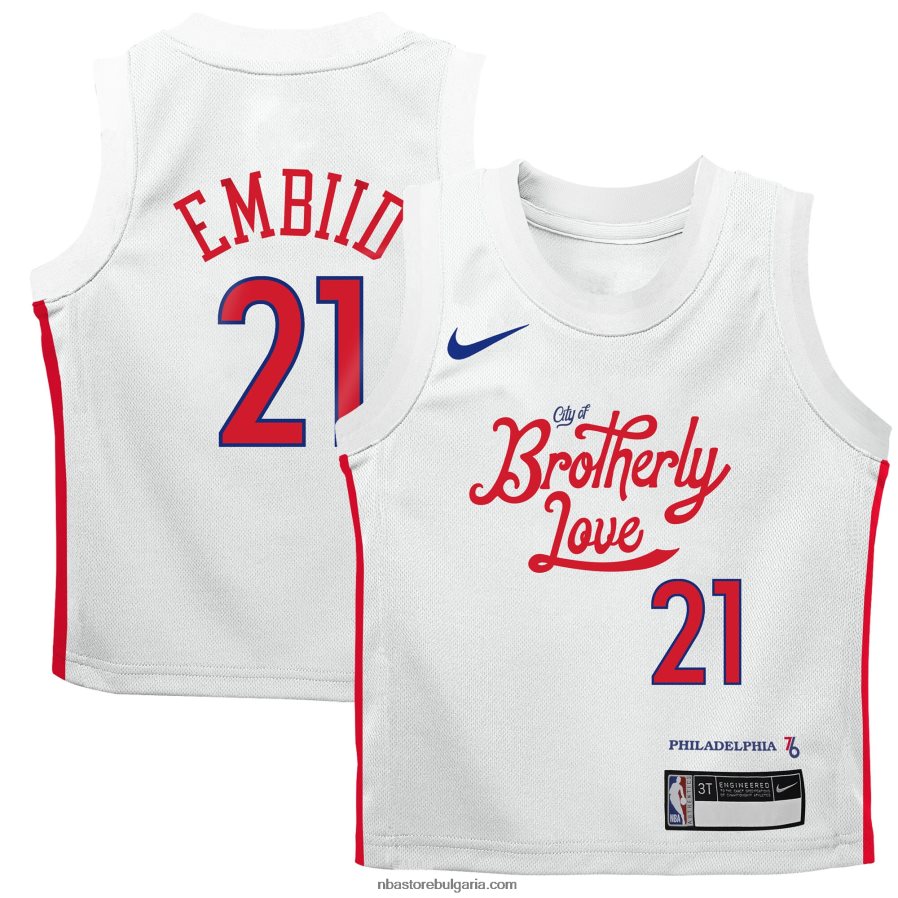 NBA JZ8F0217238 предучилищна възраст philadelphia 76ers joel embiid бяла реплика на фланелка nike