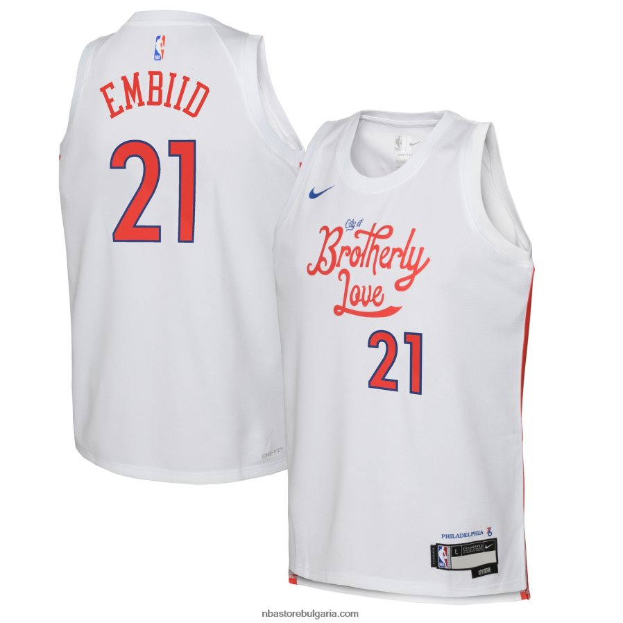 NBA JZ8F0217366 philadelphia 76ers joel embiid nike бяла фланелка swingman
